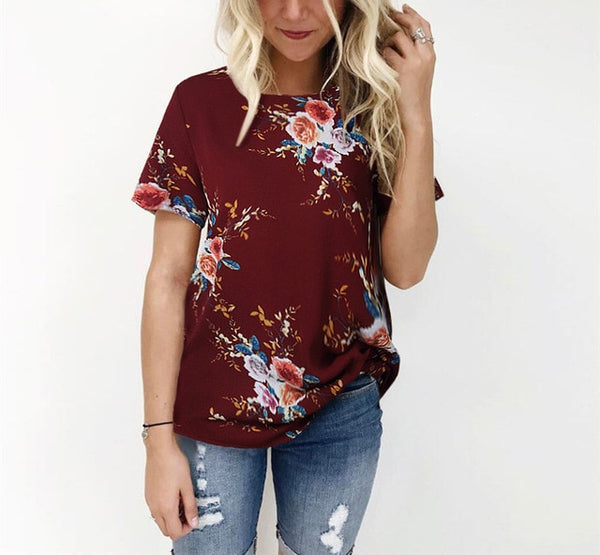 Summer Women Blouses Chiffon Print Blouse Short Sleeve Shirts Casual Ladies Clothing | Vimost Shop.
