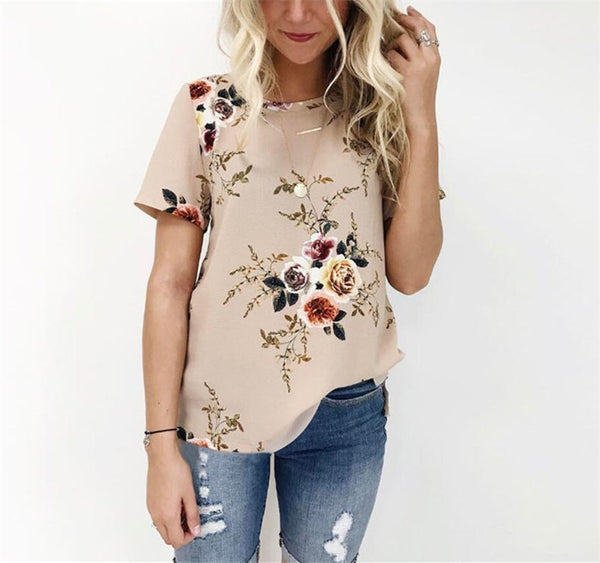 Summer Women Blouses Chiffon Print Blouse Short Sleeve Shirts Casual Ladies Clothing | Vimost Shop.