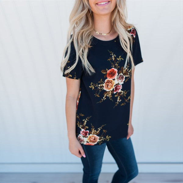 Summer Women Blouses Chiffon Print Blouse Short Sleeve Shirts Casual Ladies Clothing | Vimost Shop.