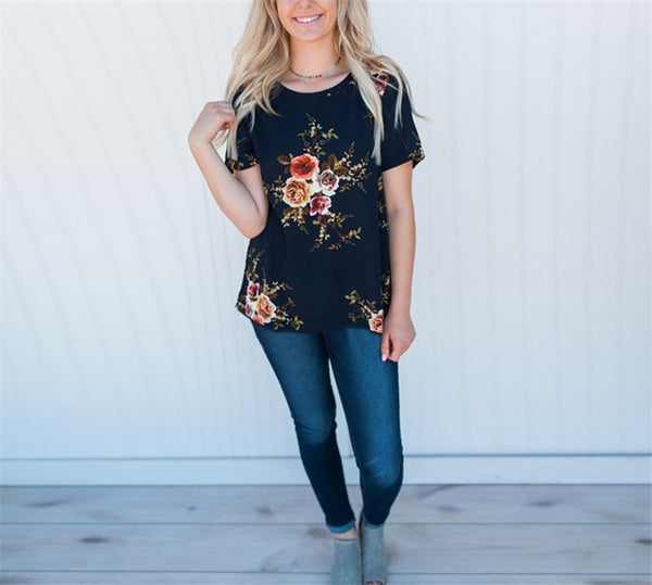 Summer Women Blouses Chiffon Print Blouse Short Sleeve Shirts Casual Ladies Clothing | Vimost Shop.