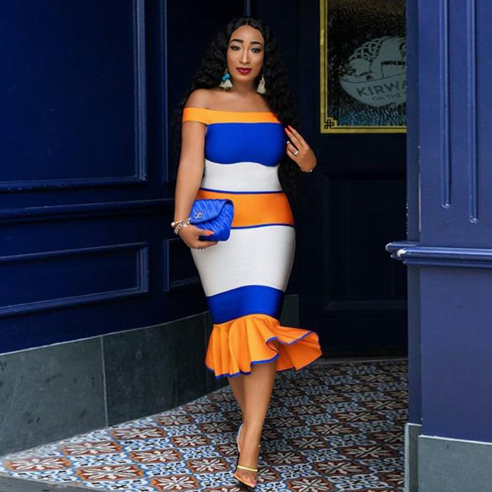 New Arrivals Bandage Dresses Off Shoulder Celebrity Bandage Dresses Yellow Mermaid Party Dresses | Vimost Shop.