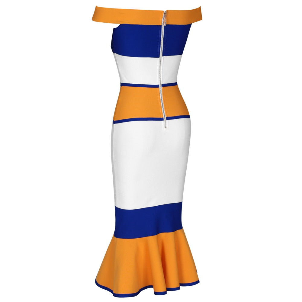 New Arrivals Bandage Dresses Off Shoulder Celebrity Bandage Dresses Yellow Mermaid Party Dresses | Vimost Shop.