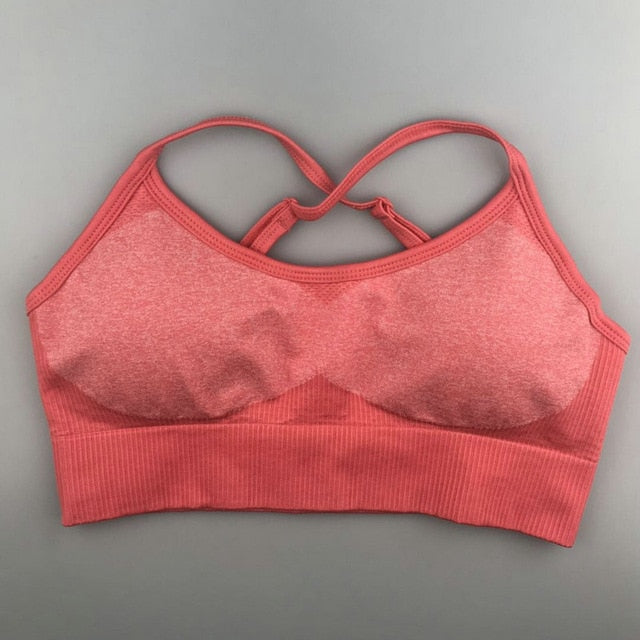 Woman seamless Patchwork Bra Padded Push Up Sports Top Women Fitness Running Cropped Top Gym | Vimost Shop.