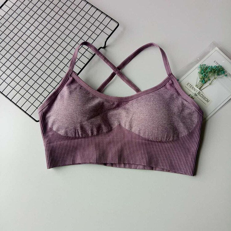 Woman seamless Patchwork Bra Padded Push Up Sports Top Women Fitness Running Cropped Top Gym | Vimost Shop.