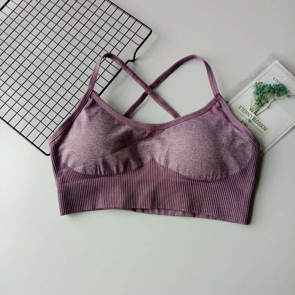 Woman seamless Patchwork Bra Padded Push Up Sports Top Women Fitness Running Cropped Top Gym | Vimost Shop.