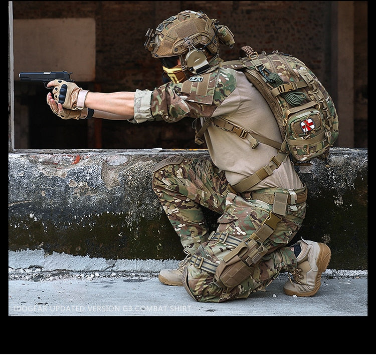Ghillie Suit Combat G3 Tactical Shirt Hunting Airsoft Clothes Military Camouflage Multicam Black 3101