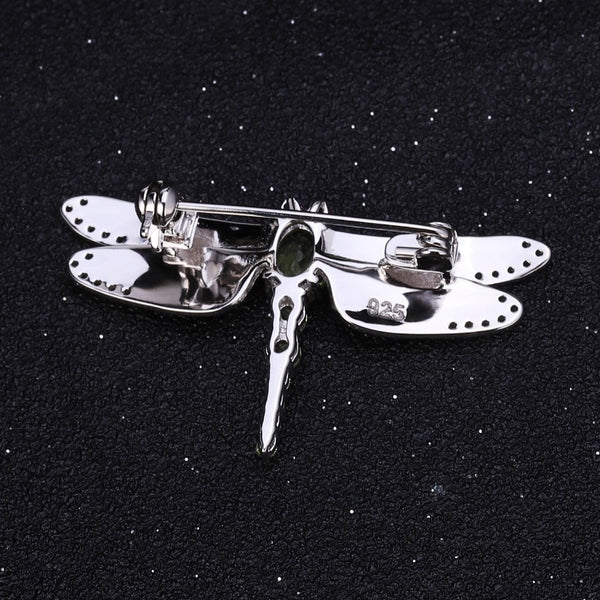 1.13Ct Natural Green Peridot Gemstone Brooch 925 Sterling Sliver Handmade Dragonfly Brooches For Women Dresses | Vimost Shop.