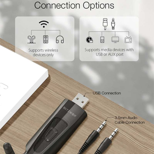 Pro Portable bluetooth V5.0 USB Wireless Audio & Video Receiver Transmitter 2 in 1 Adapter for PC TV Labtop Tra | Vimost Shop.