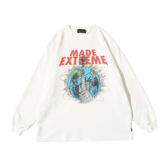 Hip Hop Statue of Liberty Print Fleece Sweatshirts Hoodies Streetwear Men Hispter Casual Pullover Fashion Urban Tops