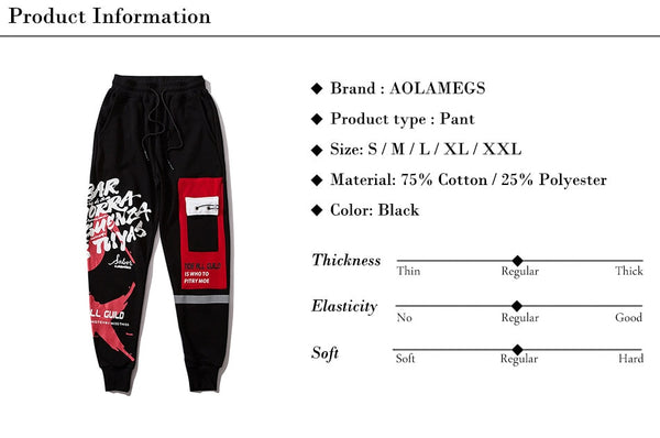 Sweatpants Cool Letter Print Pants Men Harajuku Patchwork Ribbon Harem Pants Streetwear | Vimost Shop.