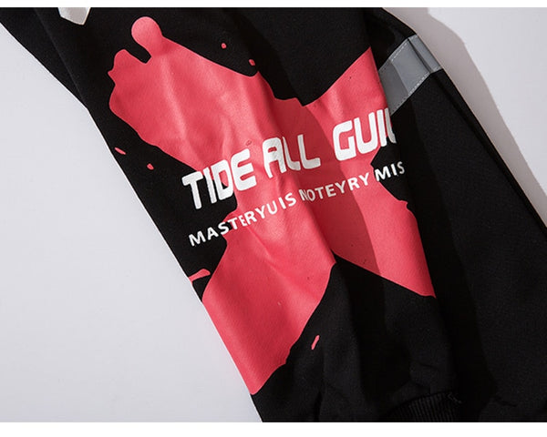 Sweatpants Cool Letter Print Pants Men Harajuku Patchwork Ribbon Harem Pants Streetwear | Vimost Shop.