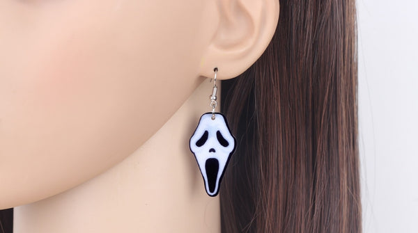 Acrylic Halloween Howling Ghost Earrings Dangle Drop Big Long Fashion Jewelry For Women Girl Ladies Teens Kid Accessories | Vimost Shop.