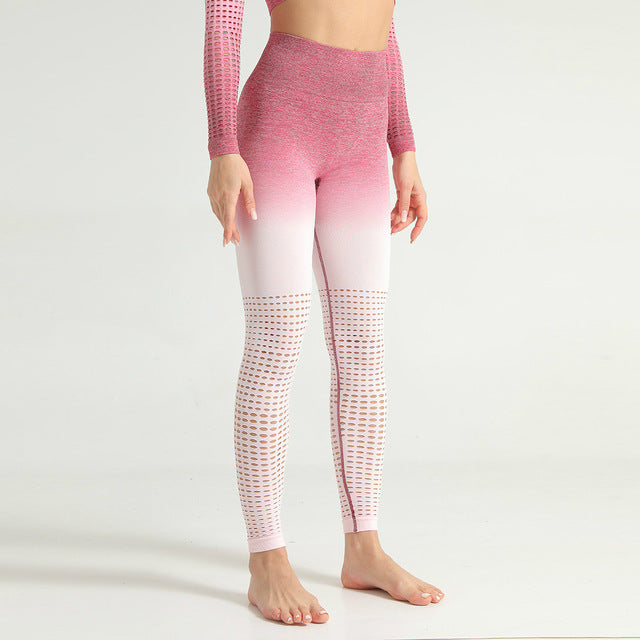 Seamless Hollow Out Yoga Athletic Fitness Leggings Women | Vimost Shop.