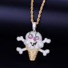 Skull ice cream shape Necklace& Pendant Free Rope Chain Gold Color AAA Cubic Zircon Men's Hip Hop Jewelry For Gift | Vimost Shop.