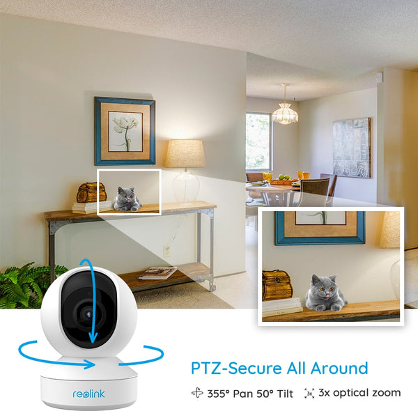 5MP PTZ home security camera wifi 2.4G/5G 3x Optical Zoom Pan/Tilt 2-way audio indoor SD card slot remote access E1 Zoom | Vimost Shop.