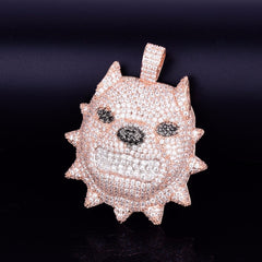 Animal dog head Necklace & Pendant with Tennis Chain Gold Color Bling Cubic Zircon Men's Hip hop Rock Steet Jewelry