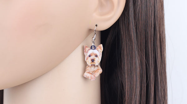 Acrylic Cute Yorkshire Terrier Dog Big Long Dangle Drop Earrings  Fashion Animal Jewelry For Girls Women Ladies Wholesale | Vimost Shop.