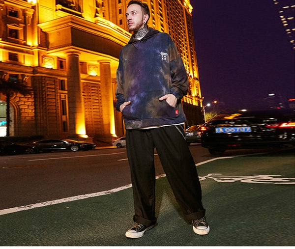 Men Watercolor Pullover Big Pockets Chinese Style Hooded Sweatshirt Autumn Streetwear | Vimost Shop.