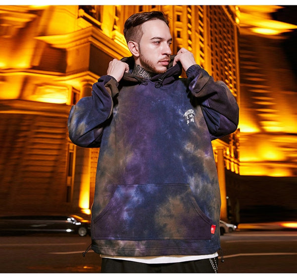 Men Watercolor Pullover Big Pockets Chinese Style Hooded Sweatshirt Autumn Streetwear | Vimost Shop.