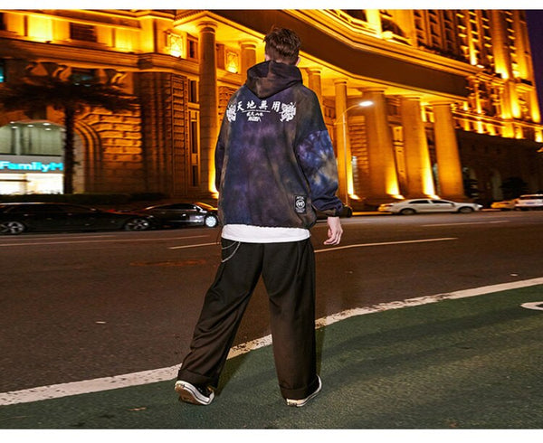 Men Watercolor Pullover Big Pockets Chinese Style Hooded Sweatshirt Autumn Streetwear | Vimost Shop.