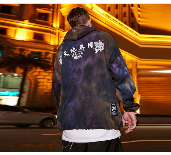 Men Watercolor Pullover Big Pockets Chinese Style Hooded Sweatshirt Autumn Streetwear | Vimost Shop.