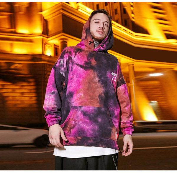 Men Watercolor Pullover Big Pockets Chinese Style Hooded Sweatshirt Autumn Streetwear | Vimost Shop.
