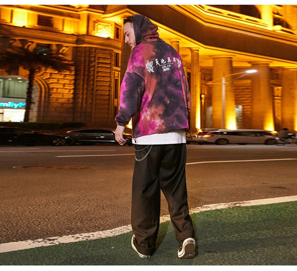 Men Watercolor Pullover Big Pockets Chinese Style Hooded Sweatshirt Autumn Streetwear | Vimost Shop.