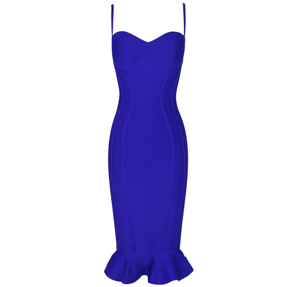 Women Lemon Yellow Fluted Bustier Mermaid Bandage Dress Sexy Club Party Dresss | Vimost Shop.