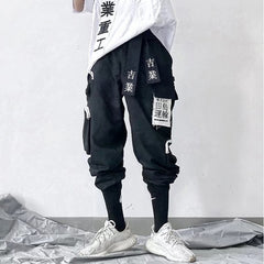Multi Pockets Hip Hop Cargo Pants Men Harajuku Streetwear Sweatpants Joggers Elastic Waist Trousers Harem Pants