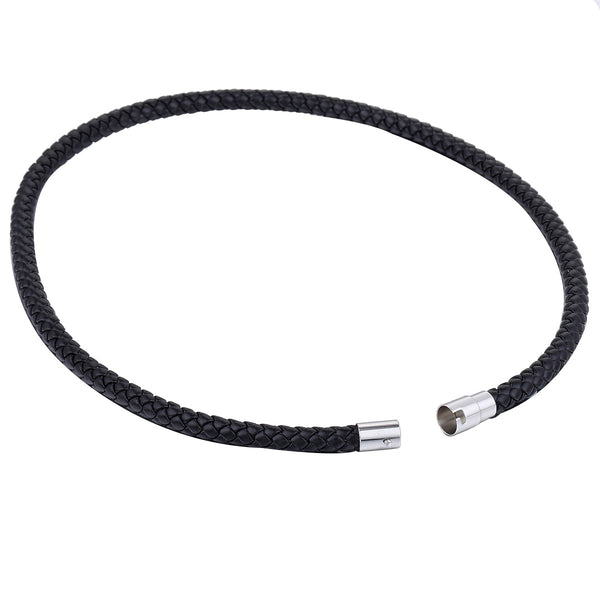Men's Leather Choker Brown Black Braided Rope Chain Necklace For Men Boys Stainless Steel Clasp Male Jewelry Dropshipping UNM09A | Vimost Shop.
