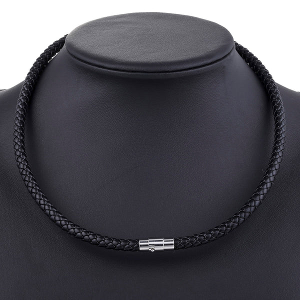 Men's Leather Choker Brown Black Braided Rope Chain Necklace For Men Boys Stainless Steel Clasp Male Jewelry Dropshipping UNM09A | Vimost Shop.