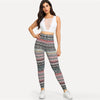 Multicolor High Waist Tribal Print Leggings Casual Geometric Striped Pants Women Stretchy Autumn Sexy Sporting Trousers | Vimost Shop.