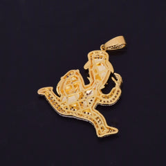 Gold Color Monopoly Man Dollar Money Bag Pendant Necklace Rope Chain Bling Cubic Zircon Hip Hop Jewelry For Gift
