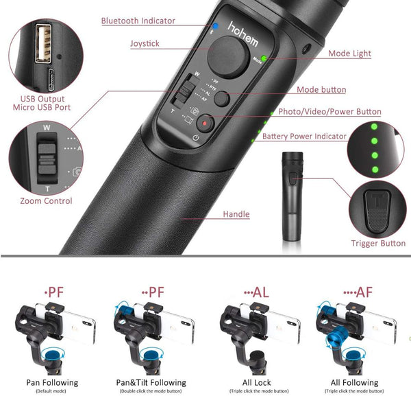 Mobile Plus Smartphone Gimbal Stabilizer for iPhone 11/11 Pro/Pro Max for Galaxy S10/Plus/S9 for Video Blogger | Vimost Shop.