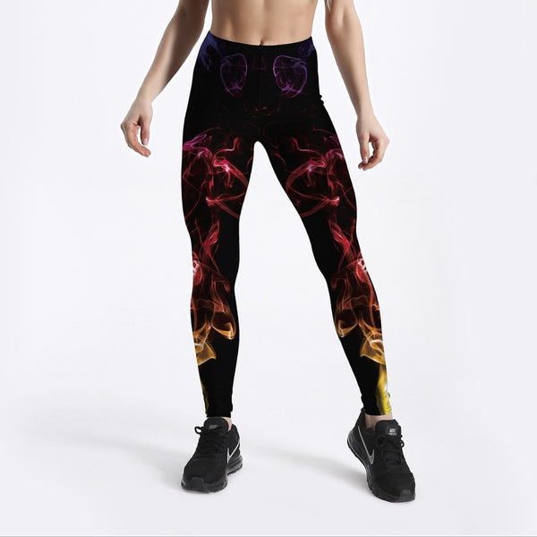 3D Digital Neon Printed For Women's Leggings Black Slim Fitness Leggings Mid Waist Ankle Length Pants Casual Workout | Vimost Shop.