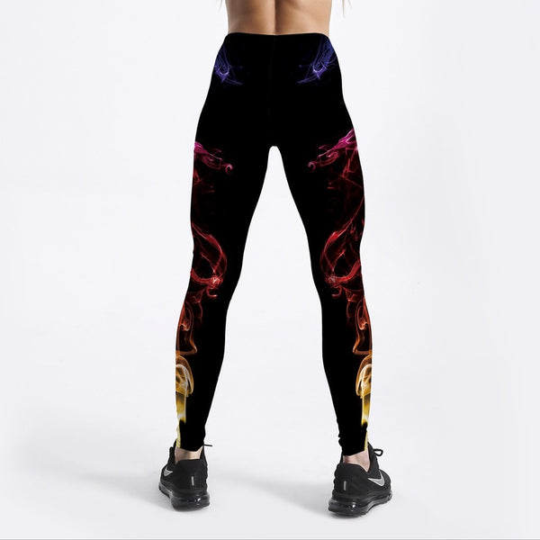 3D Digital Neon Printed For Women's Leggings Black Slim Fitness Leggings Mid Waist Ankle Length Pants Casual Workout | Vimost Shop.