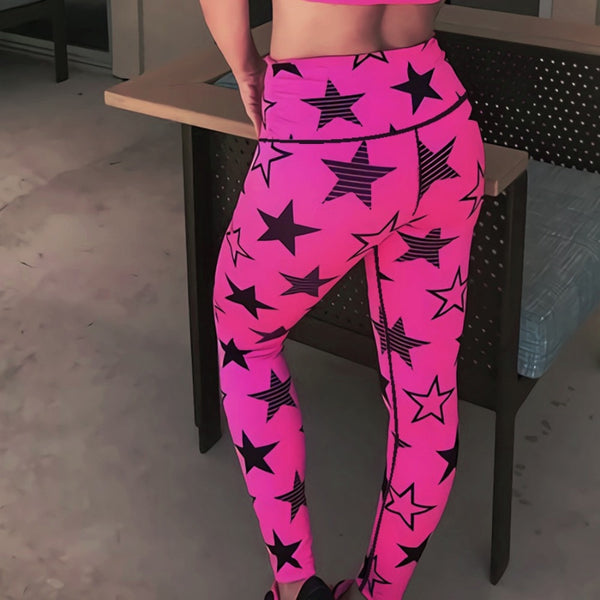 Star Pattern Printing Elastic Force Fitness Women Polyester Fashion Leggings Workout New Style Skinny Ladies Sporting Leggings | Vimost Shop.