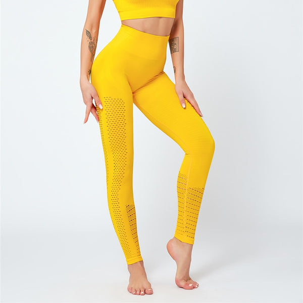 Sexy Hollow Out Seamless Sport Fitness Leggings Women Hip Enhancing Squat Proof Athletic Workout Gym Tights Yoga Pant