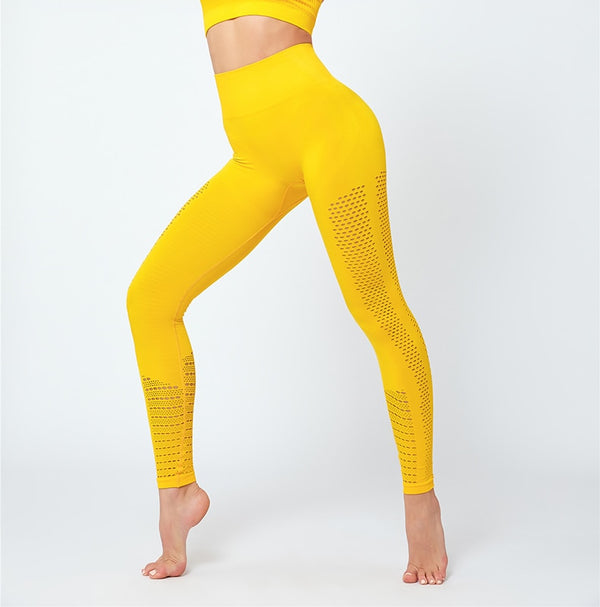 Sexy Hollow Out Seamless Sport Fitness Leggings Women Hip Enhancing Squat Proof Athletic Workout Gym Tights Yoga Pant