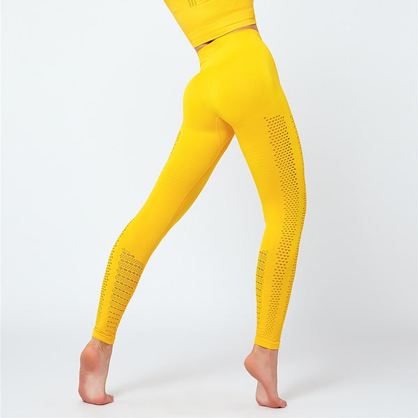 Sexy Hollow Out Seamless Sport Fitness Leggings Women Hip Enhancing Squat Proof Athletic Workout Gym Tights Yoga Pant