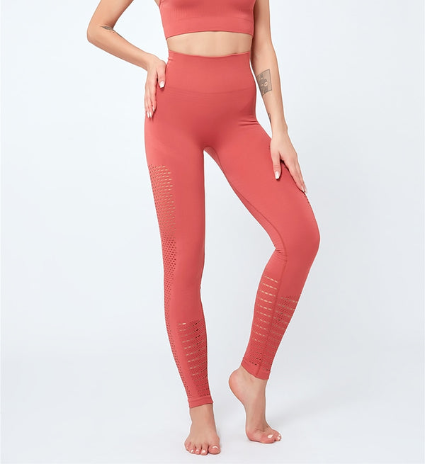 Sexy Hollow Out Seamless Sport Fitness Leggings Women Hip Enhancing Squat Proof Athletic Workout Gym Tights Yoga Pant