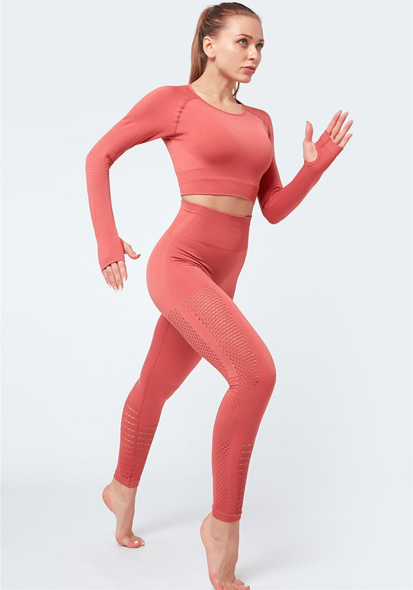 Sexy Hollow Out Seamless Sport Fitness Leggings Women Hip Enhancing Squat Proof Athletic Workout Gym Tights Yoga Pant