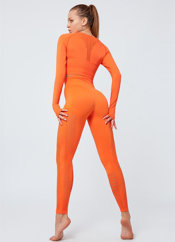 Sexy Hollow Out Seamless Sport Fitness Leggings Women Hip Enhancing Squat Proof Athletic Workout Gym Tights Yoga Pant