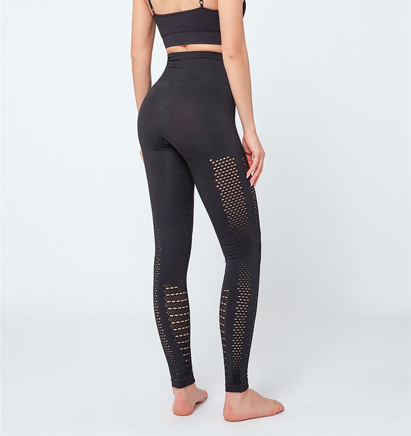 Sexy Hollow Out Seamless Sport Fitness Leggings Women Hip Enhancing Squat Proof Athletic Workout Gym Tights Yoga Pant