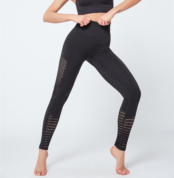 Sexy Hollow Out Seamless Sport Fitness Leggings Women Hip Enhancing Squat Proof Athletic Workout Gym Tights Yoga Pant