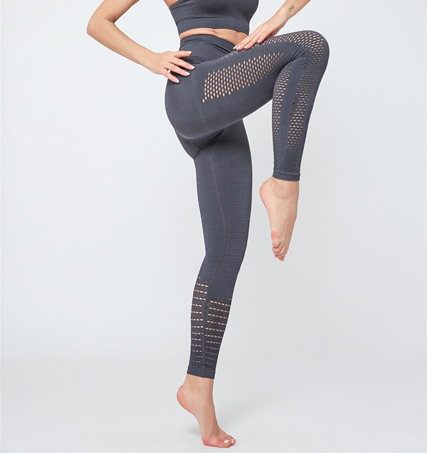 Sexy Hollow Out Seamless Sport Fitness Leggings Women Hip Enhancing Squat Proof Athletic Workout Gym Tights Yoga Pant