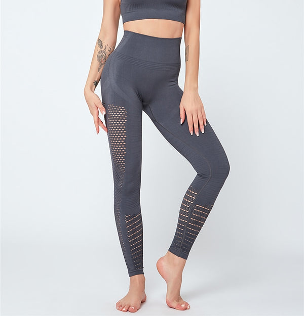 Sexy Hollow Out Seamless Sport Fitness Leggings Women Hip Enhancing Squat Proof Athletic Workout Gym Tights Yoga Pant