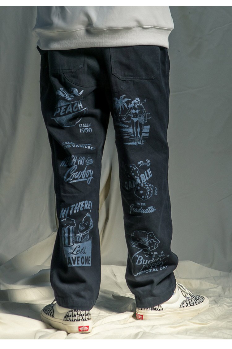 Men High Street Elastic Waist Fashion Baggy Hip Hop Style Men Streetwear | Vimost Shop.