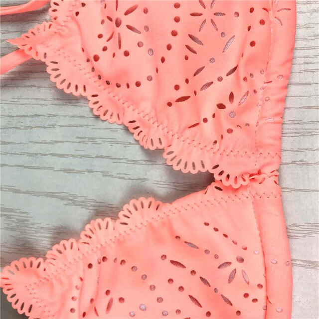 Triangle Bikini Set Bohemian Swimwear Hollow Out Low Waist Sexy | Vimost Shop.