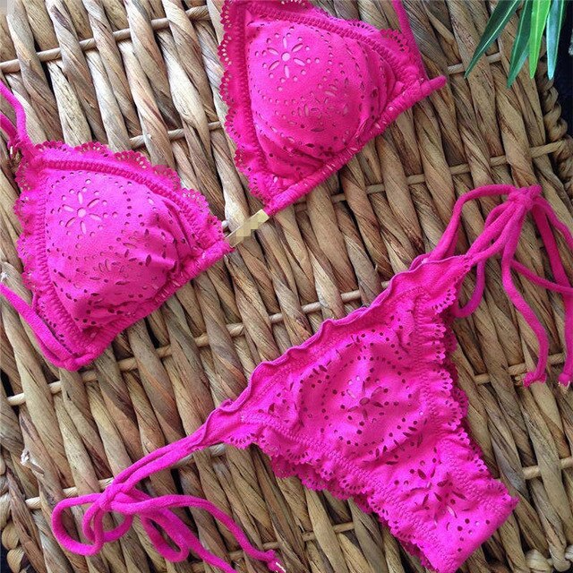 Triangle Bikini Set Bohemian Swimwear Hollow Out Low Waist Sexy | Vimost Shop.